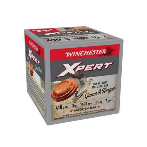 Winchester Xpert Steel Plastic 410 Gauge 3/8 oz #7 Shot 25 Round Box - WE413GT7