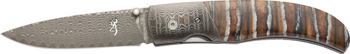 Browning BCU Damascus Mammoth Tooth Folder Knife - BCU BRN DAMASCUS MAMMOTH TOOTH