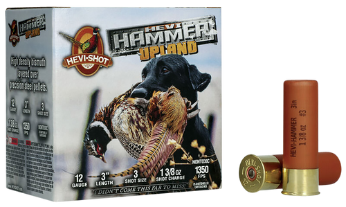 HEVI-Shot HEVI-Hammer Upland Plastic 12 Gauge 3" 1 3/8oz #3 Shot 25 Round Box - HS29113