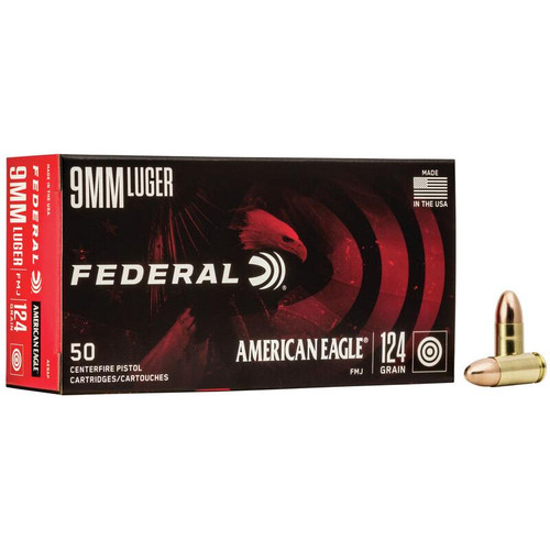 Federal American Eagle 9mm Luger 124gr FMJ 1000rd Handgun Ammunition - AE9APCASE