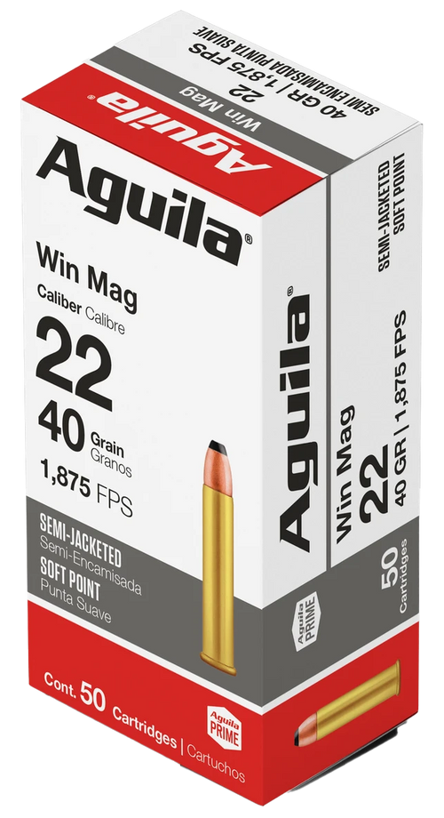Aguila Brass .22 WMR 40gr Semi Jacketed Soft Point 50 Round Box - 1B222401