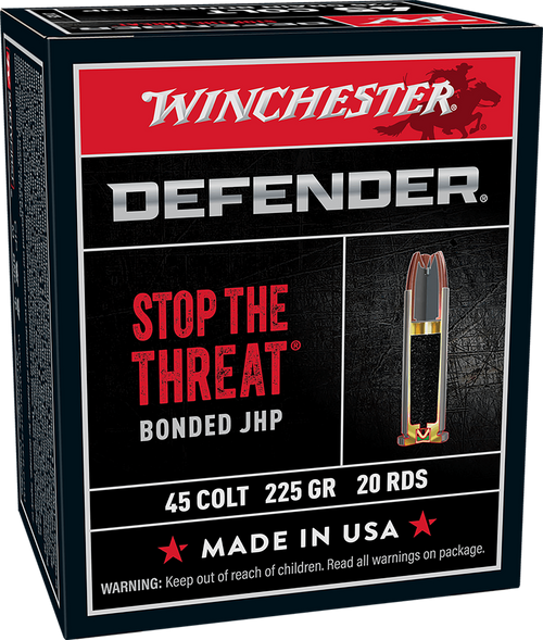 Winchester Defender PDX1 45 Colt 225gr Bonded Hollow Point Handgun Ammo, 20rd Box - S45CPDB