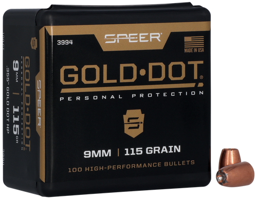 Speer Gold Dot Personal Protection 9mm 115gr Hollow Point Bullets - 3994