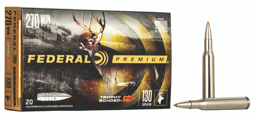 Federal Premium Vital-Shok 270 Win 130gr Trophy Bonded Tip Rifle Ammunition - P270TT1