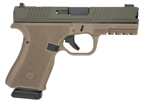 Black Rain Ordnance Frontline 9mm 4" 15+1 Compact Striker-Fired Pistol, FDE/OD Green - BRO-FL-9MM-FDE-OD