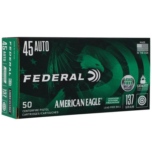 Federal American Eagle IRT Lead Free .45 ACP 137gr FMJ 50rd Handgun Ammunition - AE45LF1