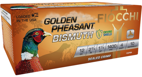 Fiocchi Golden Pheasant Plastic 12 Gauge 2.75" 1.25 oz #4 Shot 10 Round Box - 12GPB4