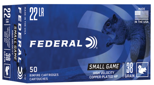 Federal Game-Shok Brass .22 LR 38gr Copper-Plated Hollow Point 50 Round Box - 712