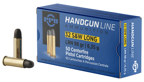 PPU .32 S&W Long 98gr Lead Round Nose Handgun Ammo, 50-Round Box - PPH32SW