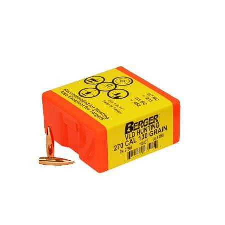 Berger Match Grade Hunting Bullets .270 Cal .277" 130 gr VLD Hunter 100/ct - 60-27501