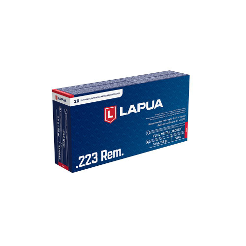 Lapua .222 Remington 55gr FMJ Rifle Ammunition, 20-Round Box - 4315021