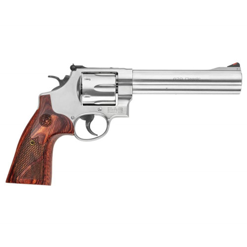 Smith & Wesson 629 Deluxe .44 Rem Mag 6.5" 6rd Revolver, Stainless Steel with Brown Grip - 150714U
