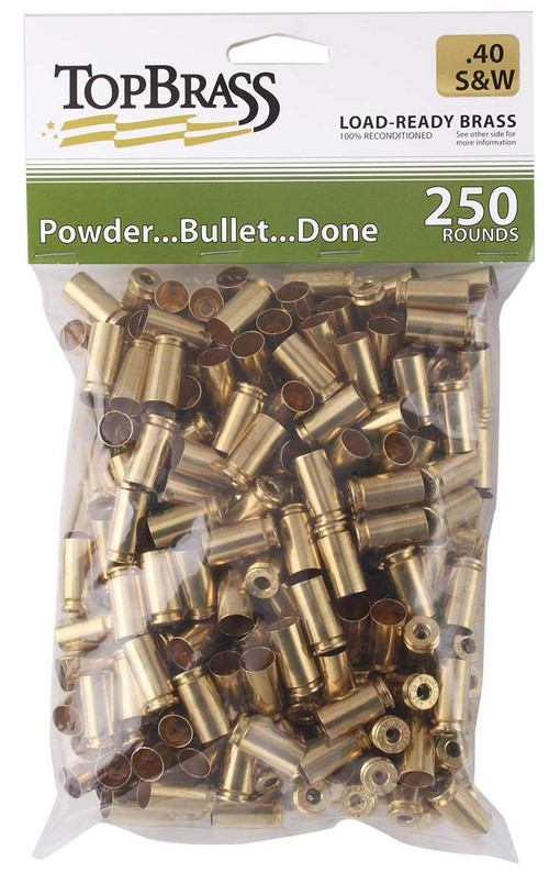 Top Brass Unprimed Remanufactured Handgun Brass .40 S&W 250ct - 7B040S&WCY-250