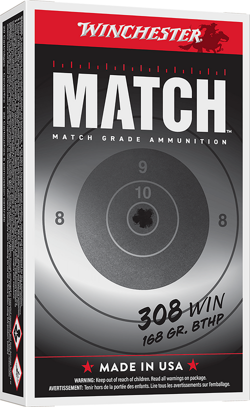 Winchester Match 308 Win 168gr Sierra MatchKing BTHP Rifle Ammo, 20 Rounds - S308M