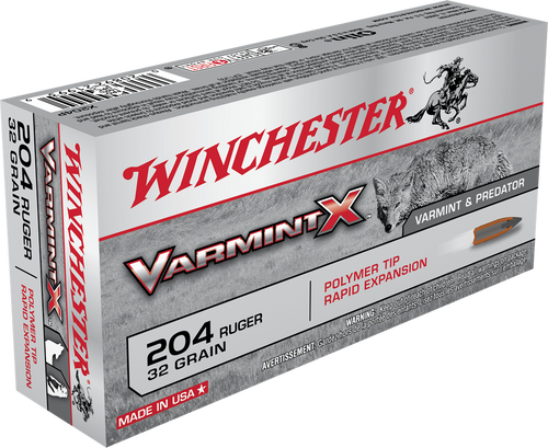 Winchester Varmint X .204 Ruger 32gr Polymer Tip Rifle Ammunition, 20rd Box - X204P