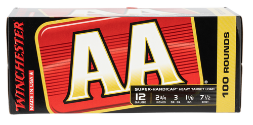 Winchester AA Super Handicap Heavy Target 12 Gauge 2.75" 1 1/8oz #7.5 Shot 100 Round Box - AAHA127VP