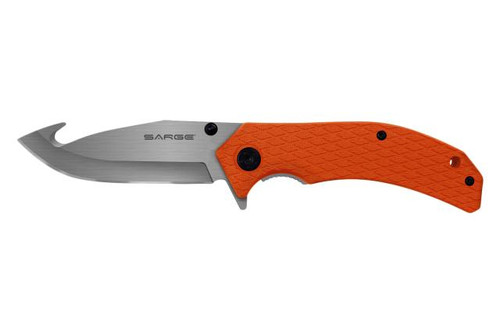 Sarge Knives Adrenaline Spring Assist Folding Knife 3-1/2" Gut Hook Orange - SK-916