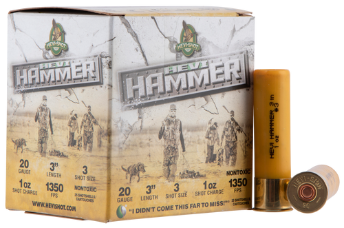 HEVI-Shot HEVI-Hammer Plastic 20 Gauge 3" 1oz #3 Shot 25 Round Box - HS29003