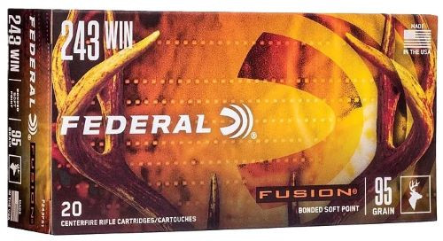Federal Fusion 243 Win 95gr Soft Point Rifle Ammo, 20 Round Box - F243TFS1
