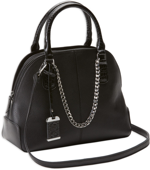 Bulldog Satchel Purse with Holster, Black Leather - BDP021