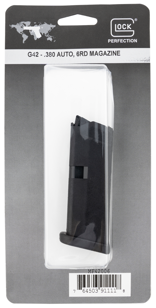 Glock 42 .380 ACP 6rd Magazine, Black Polymer - MF42006