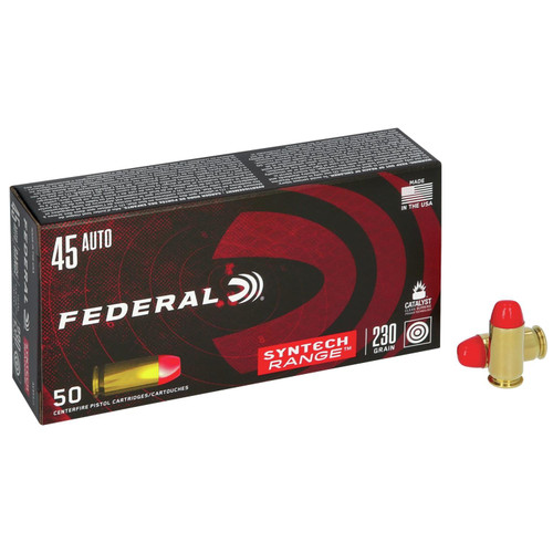 Federal American Eagle Syntech 45 ACP 230gr Total Syntech Jacket Round Nose Handgun Ammo, 50/Box - AE45SJ1