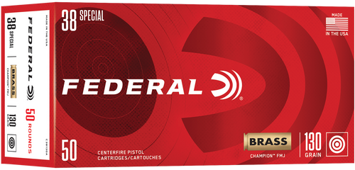 Federal Champion 38 Special 130gr Full Metal Jacket Handgun Ammo, 50/Box - C38130A