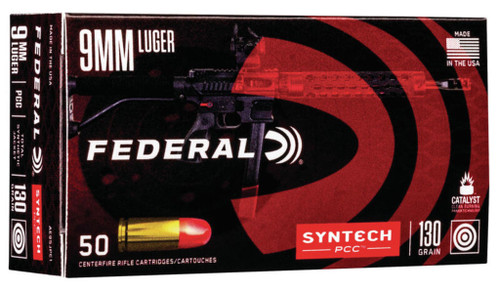 Federal American Eagle Syntech PCC 9mm Luger 130gr Total Syntech Jacket 50rd Box - AE9SJPC1