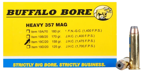 Buffalo Bore Ammunition Heavy Strictly Business 357 Mag 158gr Jacketed Hollow Point Handgun Ammo - 19C20