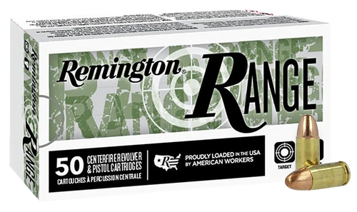 Remington Range 9mm Luger 124gr Full Metal Jacket Handgun Ammo, 50/Box - R27780