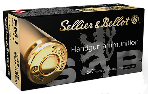Sellier & Bellot 7.62x25 Tokarev 85gr Full Metal Jacket Handgun Ammo, 50/Box - SB762TOK