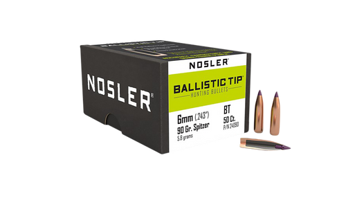 Nosler Ballistic Tip 6mm 90gr Hunting Bullets, 50/Box - 24090
