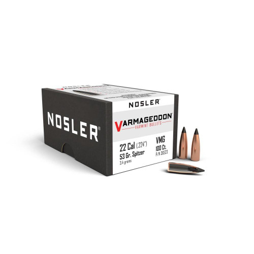 Nosler Varmageddon Rifle Bullets .22 Cal .224" 53 gr FB-Tipped - 36523