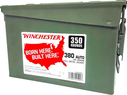 Winchester 380 ACP 95gr FMJ-RN Handgun Ammo, Case of 600 Rounds - WW380C