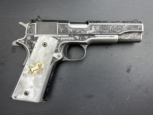 Colt 1911 Government Master Scroll Rampant Semi-Automatic Pistol, Stainless Steel - 1911|Government
