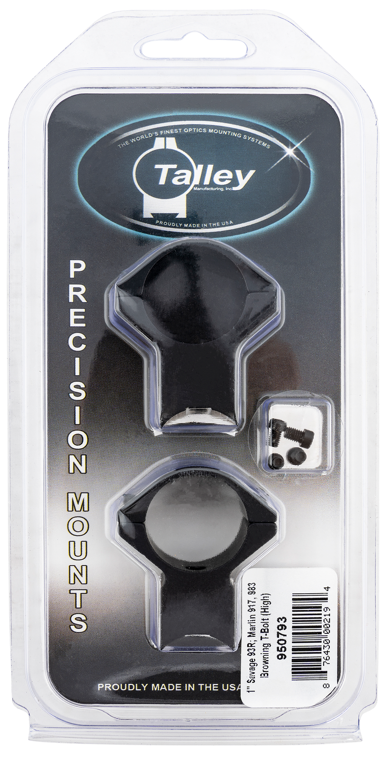 Talley Scope Mount/Ring Combo 1" Tube Savage 93R/B.Mag/Mark II High Rings 0 MOA, Black Anodized - 950793