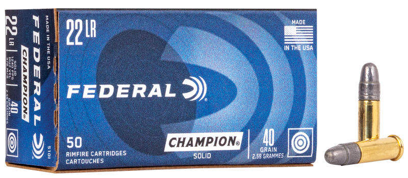 Federal Champion Brass 22 LR 40gr Lead Round Nose 50 Round Box - 510