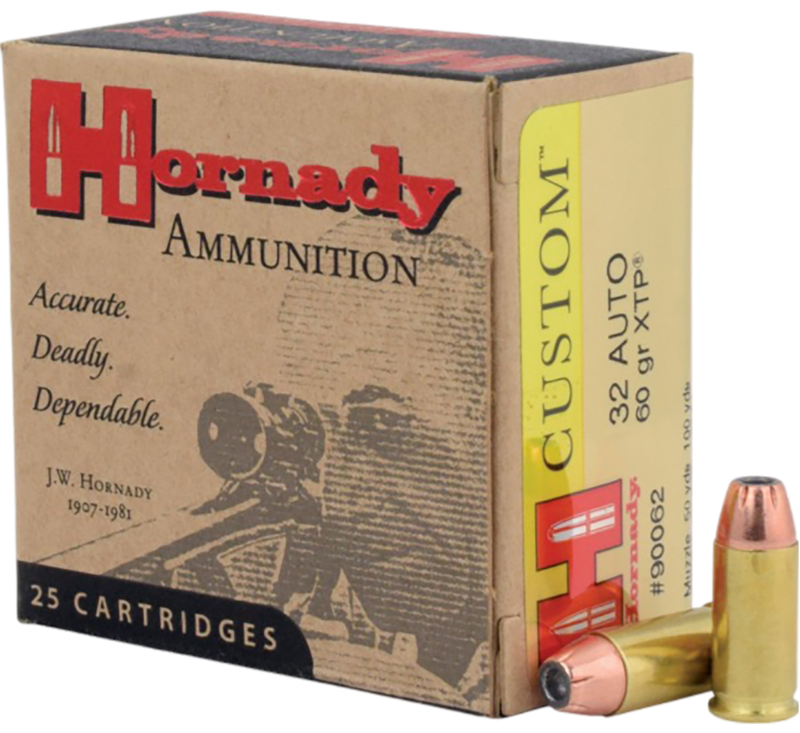 Hornady Custom 32 ACP 60gr XTP Hollow Point Handgun Ammunition, 25rd Box - 90062