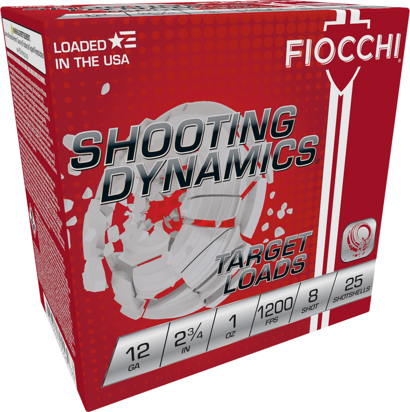 Fiocchi Shooting Dynamics Plastic 12 Gauge 1oz #8 Shot 25 Round Box - 12SD1H8
