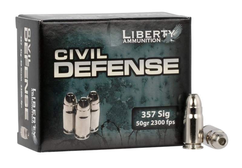 Liberty Ammunition Civil Defense .357 Sig 50gr Lead Free Fragmenting Hollow Point Handgun Ammo, 20rd Box - LACD357SIG053