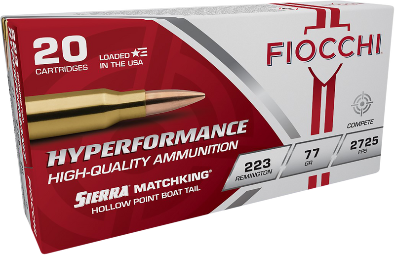Fiocchi Hyperformance Compete .223 Rem 77gr Sierra MatchKing HPBT Rifle Ammo - 223MKD