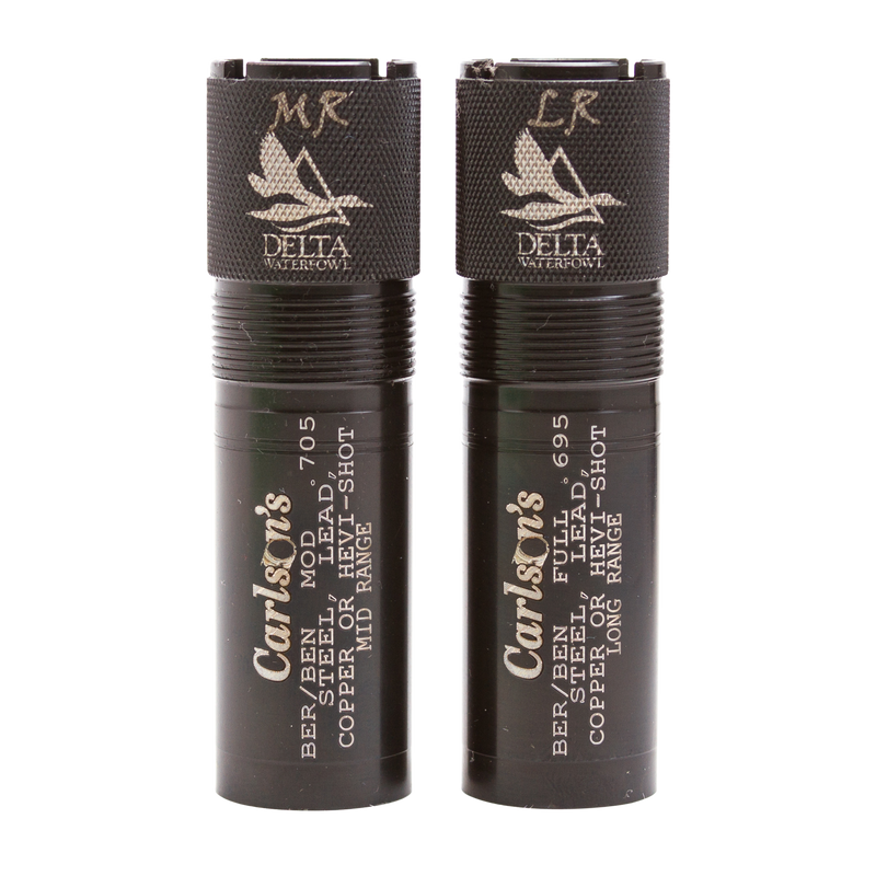 Carlson's Delta Waterfowl Choke Tubes, 12 Gauge, 2-Pack, Mid/Long Range, Black - 07110