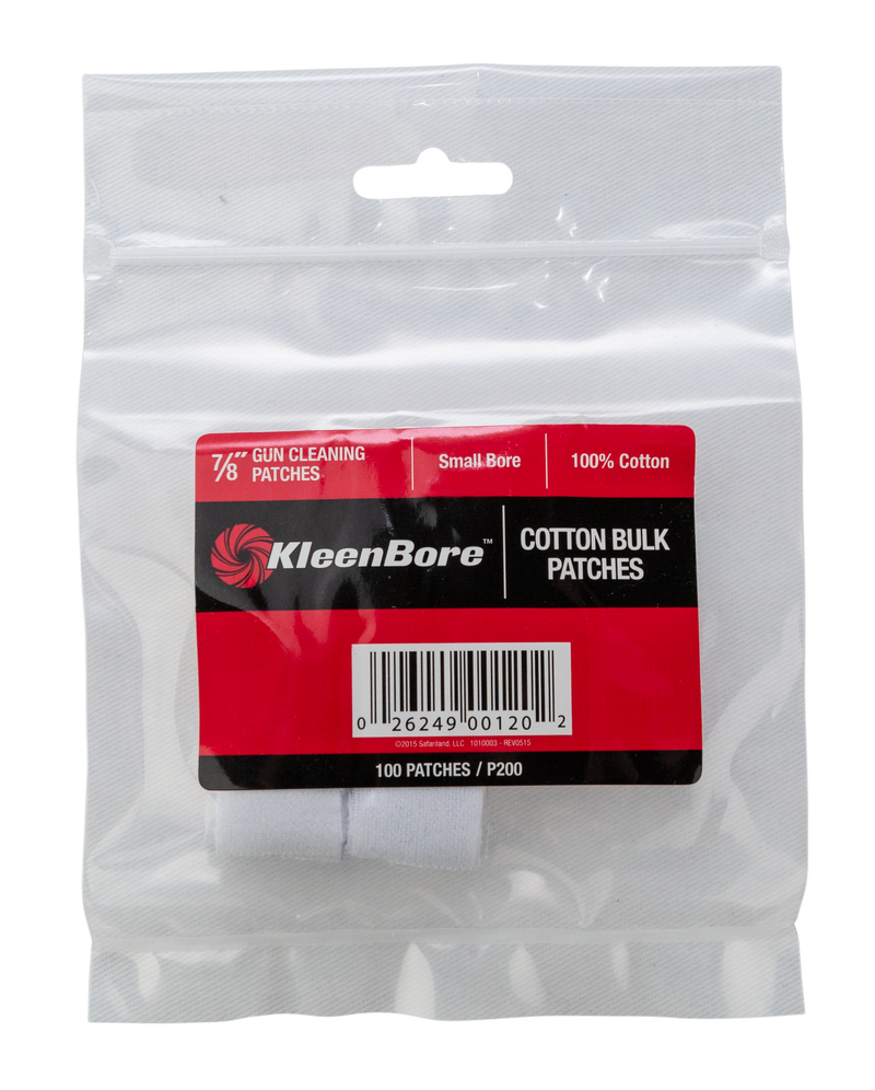Kleen-Bore Cotton Cleaning Patches Small Bore .17/.177/.200/.204 Cal 100-Pack - P200