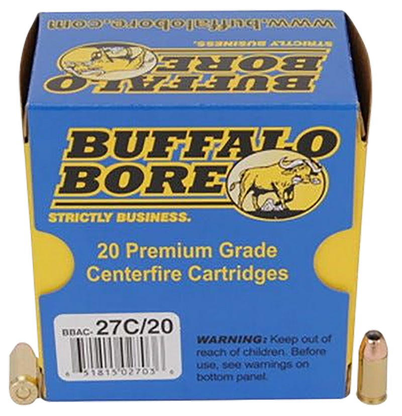 Buffalo Bore Ammunition Personal Defense Strictly Business 380 ACP +P 90gr Jacketed Hollow Point Handgun Ammo, 20 Rounds - 27C20