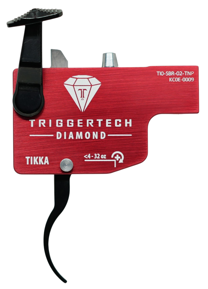 TriggerTech Diamond Pro-Curve Curved Lever Trigger, Tikka Left Hand, Black/Red - TIL-SRB-02-TNP