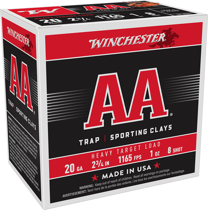 Winchester AA Heavy Target Plastic 20 Gauge 2.75" #8 Shot 25 Round Box - AAH208