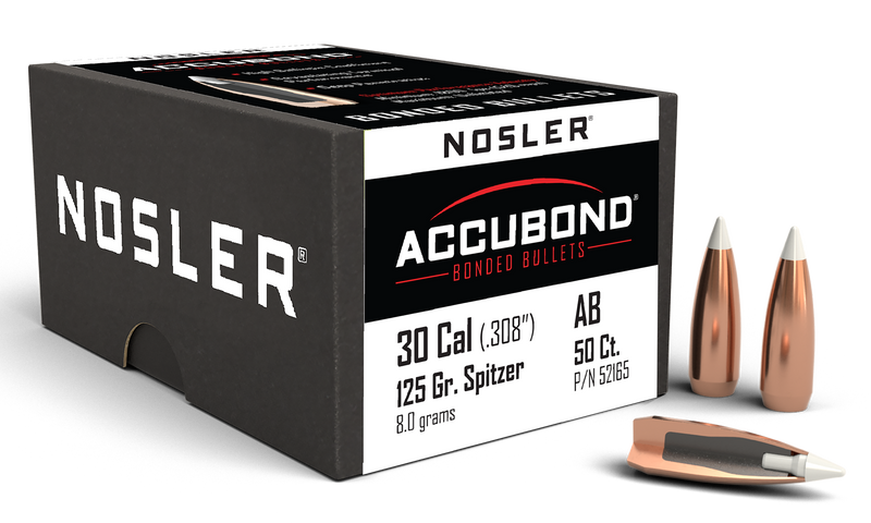 Nosler AccuBond 30 Caliber 125gr Spitzer Point Reloading Bullets - 52165