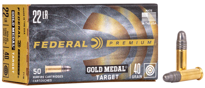 Federal Gold Medal Brass .22 LR 40gr LRN 50 Round Box - 711B