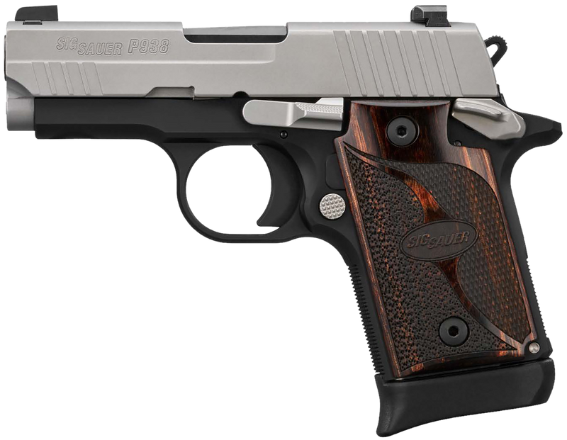 Sig Sauer P938 Two-Tone 9mm 3" 7+1rd Micro-Compact Pistol, Stainless/Black - 9389TXR3AMBI