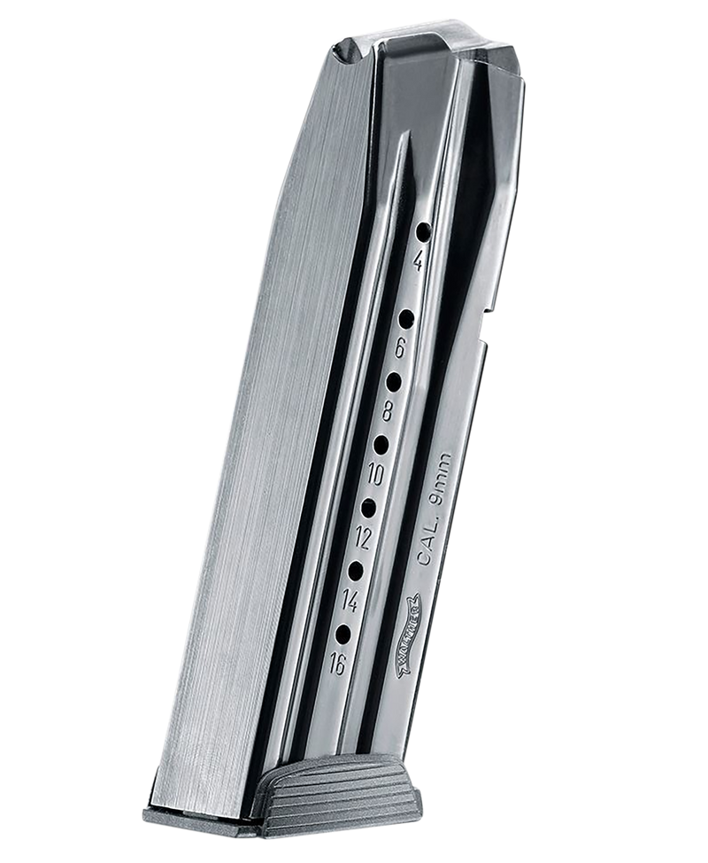 Walther Arms Creed/PPX 9mm Luger 16rd Handgun Magazine, Black Steel - 2814245